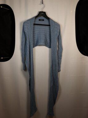 Lightweight Blue Knit Wrap Cardigan – Long Sleeve Open Front – Size S/M